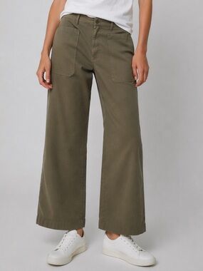 Ralph Lauren Olive Green Wide-Leg Utility Pants